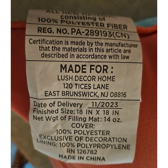 Set Of 2 Lush Decor Home 18" Flamingo Throw Pillows Coral & Aqua Polyester - Picture 3 of 6